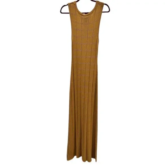 NWT Afends Femme Hemp Knit Maxi Dress In Mustard - Picture 4 of 6